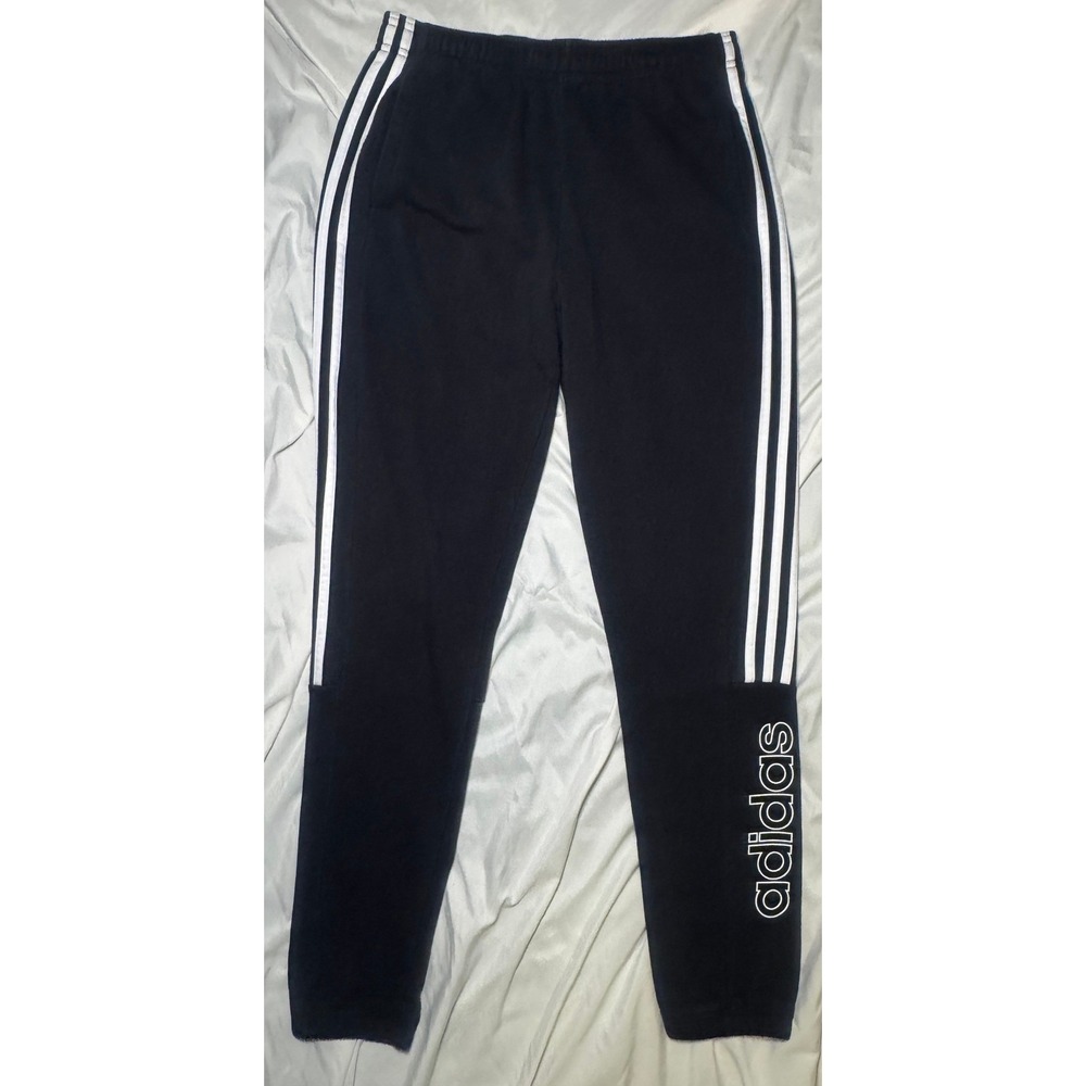 Adidas Essentials 3-Stripe Joggers Mens‎ Medium Black Fleece Tapered Sweatpants